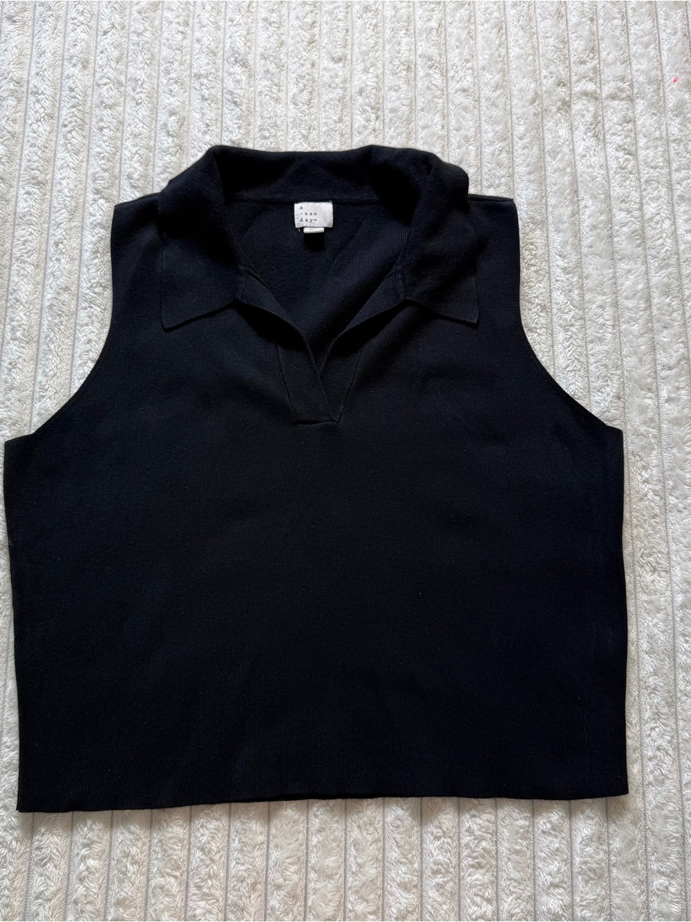 A New Day Women's Black Knit Sleeveless Collared Pullover Top 2XL Viscose